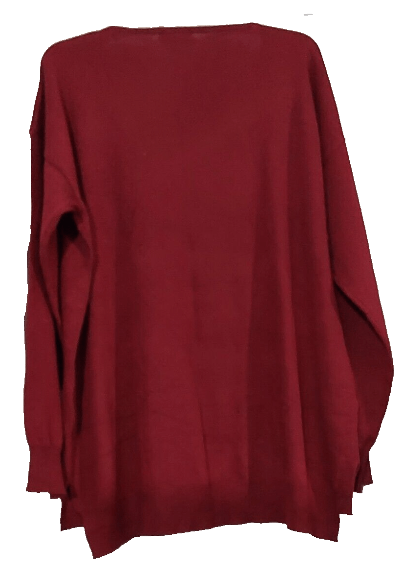 moshu Clothing, Shoes & Accessories:Women:Women's Clothing:Sweaters Moshu Women's Red V-Neck Lightweight Knit Pullover Sweater for Fall ~ XXL ~ NWT