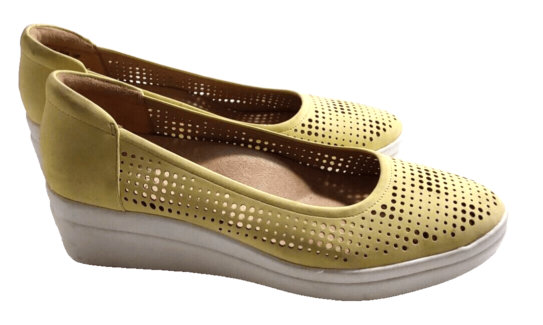 Naturalizer Clothing, Shoes & Accessories:Women:Women's Shoes:Comfort Shoes Naturalizer BNWT "Sam" Size 10W Slip-on Wedge Womens Yellow Perforated Shoe NWOB