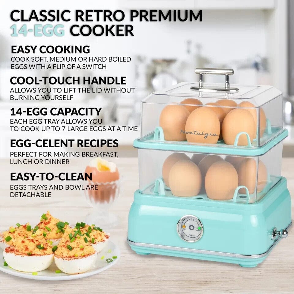 Nostalgia Home & Garden:Kitchen, Dining & Bar:Small Kitchen Appliances:Electric Egg Cookers Nostalgia Classic Retro Ivory 14-Capacity Egg Cooker NCLEC14CRM6A - Open Box