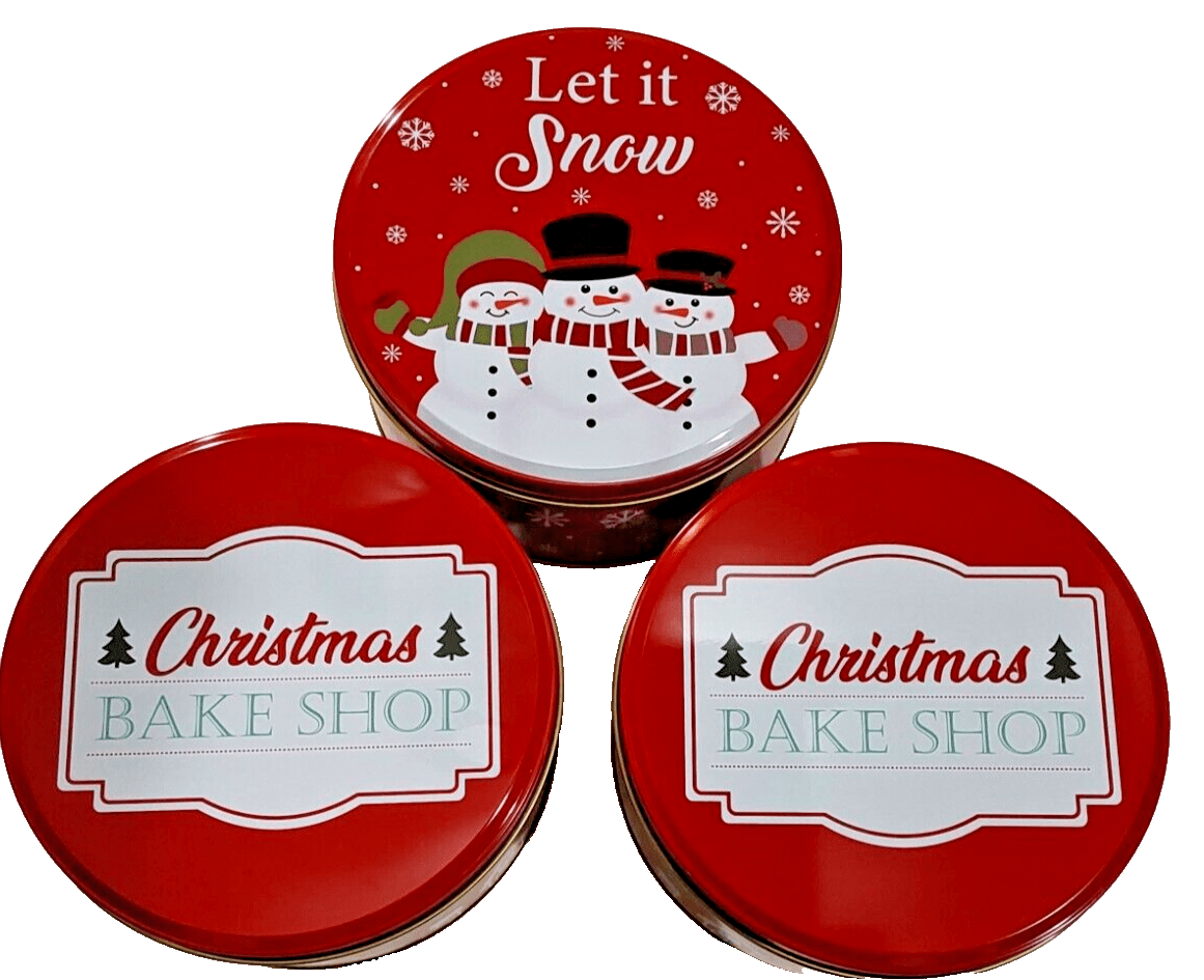 Old East Main Collectibles:Advertising:Merchandise & Memorabilia:Tins Set of 3 6-inch Diameter Holiday Christmas Cookie Tins  ~ New