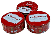 Old East Main Collectibles:Advertising:Merchandise & Memorabilia:Tins Set of 3 6-inch Diameter Holiday Christmas Cookie Tins  ~ New