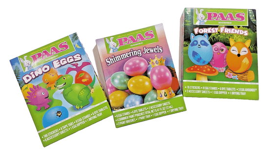 paas Home & Garden:Holiday & Seasonal Décor:Table Décor PAAS Egg Decorating Kits 3 Varieties Dino Eggs Forest Friends, Shimmering Jewels