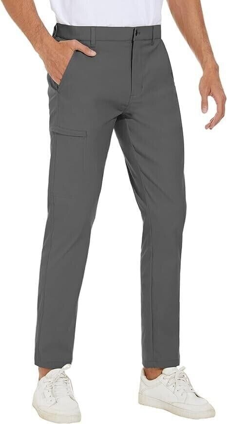 PULI Clothing, Shoes & Accessories:Men:Men's Clothing:Activewear:Activewear Pants PULI Men's Gray Golf Hiking Slim Fit Zipper Pockets Stretch Waterproof Pants ~ NWT