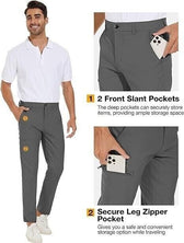 PULI Clothing, Shoes & Accessories:Men:Men's Clothing:Activewear:Activewear Pants PULI Men's Gray Golf Hiking Slim Fit Zipper Pockets Stretch Waterproof Pants ~ NWT