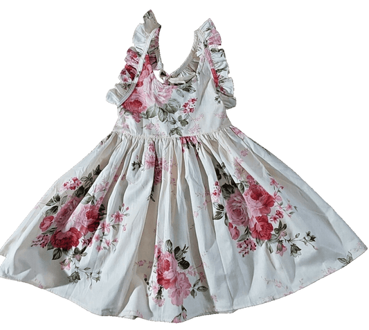 Somlatrecy Clothing, Shoes & Accessories:Kids:Girls:Girls' Clothing (Sizes 4 & Up):Dresses Somlatrecy Kid Girl's 100% Cotton Ivory Rose Floral Halter Dress ~ Size 4 ~ NWT