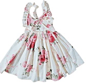 Somlatrecy Clothing, Shoes & Accessories:Kids:Girls:Girls' Clothing (Sizes 4 & Up):Dresses Somlatrecy Kid Girl's 100% Cotton Ivory Rose Floral Halter Dress ~ Size 4 ~ NWT