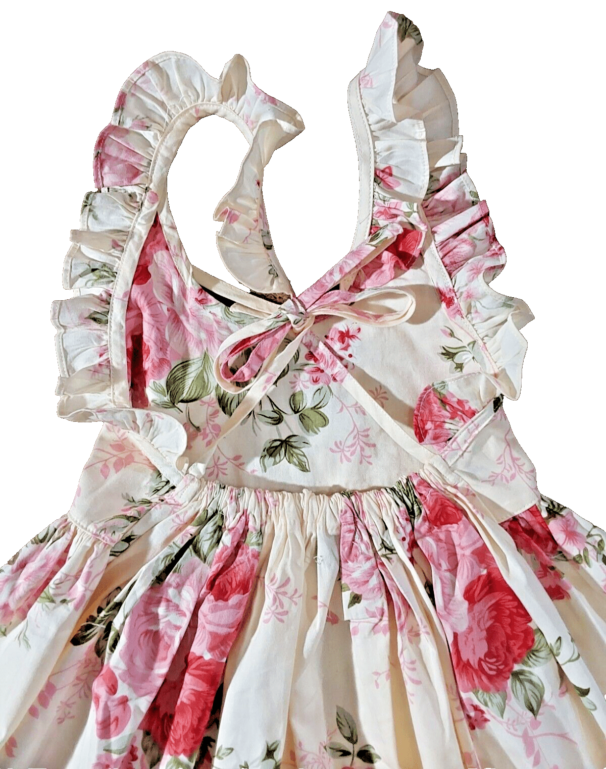 Somlatrecy Clothing, Shoes & Accessories:Kids:Girls:Girls' Clothing (Sizes 4 & Up):Dresses Somlatrecy Kid Girl's 100% Cotton Ivory Rose Floral Halter Dress ~ Size 4 ~ NWT