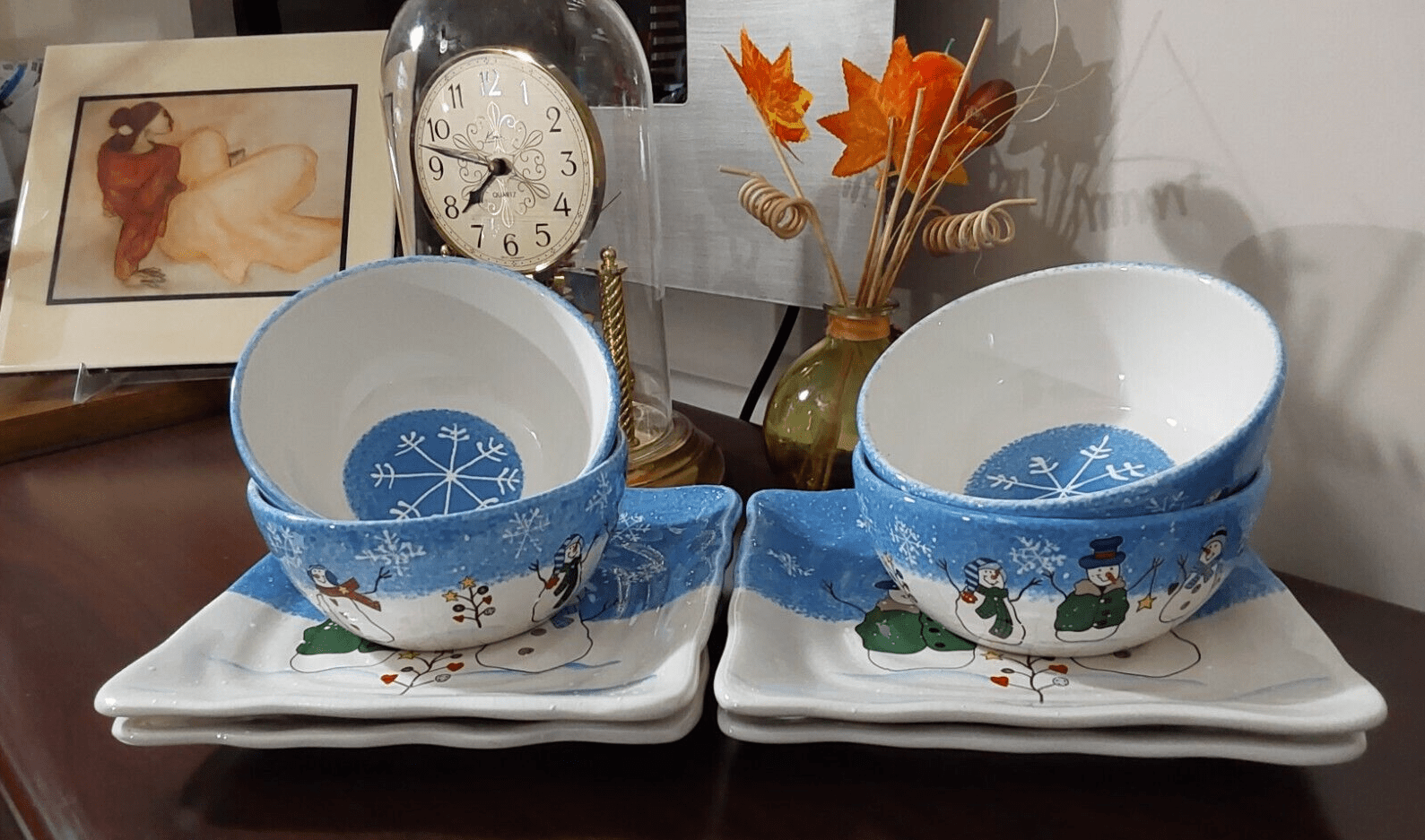 St Nicholas Square Home & Garden:Kitchen, Dining & Bar:Dinnerware & Serveware:Plates St. Nicholas Square Button Up 4 Salad Plates (8.5") & 4 Cereal Bowls (6") ~ Used