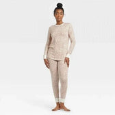 Stars Above Clothing, Shoes & Accessories:Women:Women's Clothing:Intimates & Sleep:Sleepwear & Robes Stars Above Women's Cream Leopard Print 2X Long Sleeve Pajama Set, Cozy Spandex