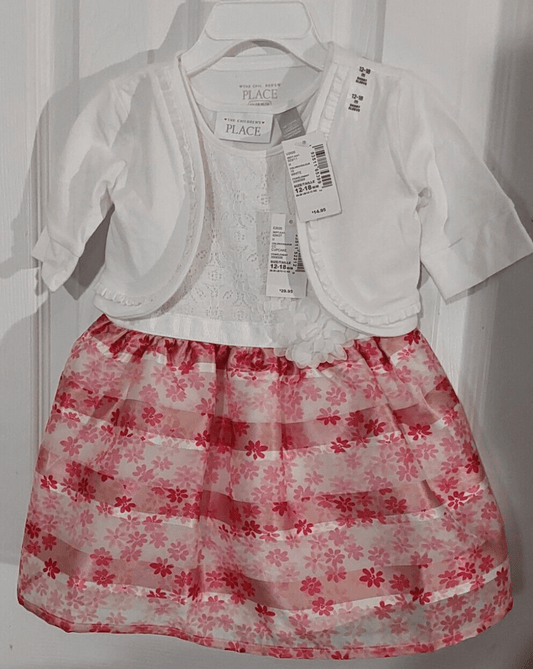 The Children's Place Clothing, Shoes & Accessories:Baby:Baby & Toddler Clothing:Dresses The Children's Place 2PC Dress 12-18M White Bolero Pink White Striped Skirt~ NWT