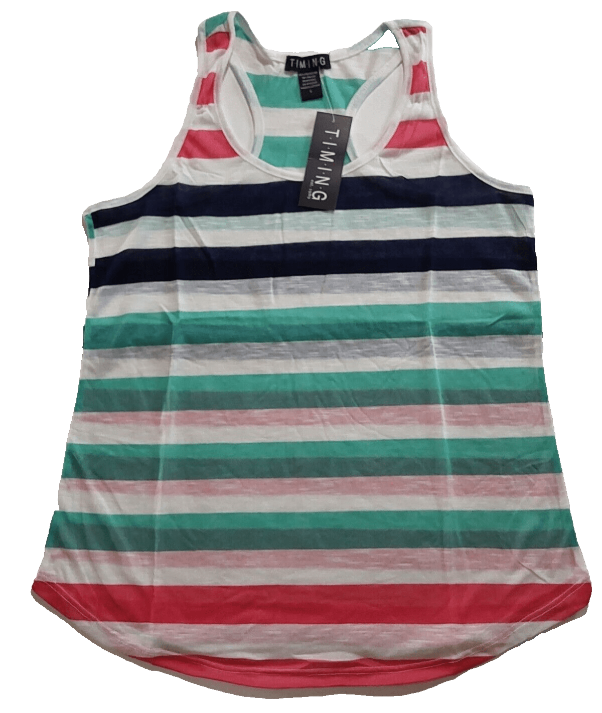 Timing Clothing, Shoes & Accessories:Women:Women's Clothing:Tops 2 Timing Womens Racerback Tank Tees Multicolor Striped Lightweight ~ Large ~ NWT