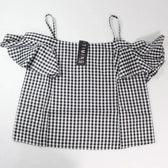 Timing Clothing, Shoes & Accessories:Women:Women's Clothing:Tops Timing Black & White Plaid Off-Shoulders Ladies Cropped Tank Top Size Med. ~ NWT