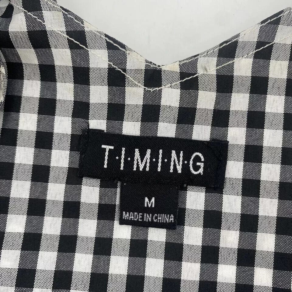 Timing Clothing, Shoes & Accessories:Women:Women's Clothing:Tops Timing Black & White Plaid Off-Shoulders Ladies Cropped Tank Top Size Med. ~ NWT