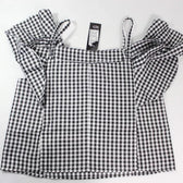 Timing Clothing, Shoes & Accessories:Women:Women's Clothing:Tops Timing Black & White Plaid Off-Shoulders Size Large Ladies Cropped Tank Top ~NWT