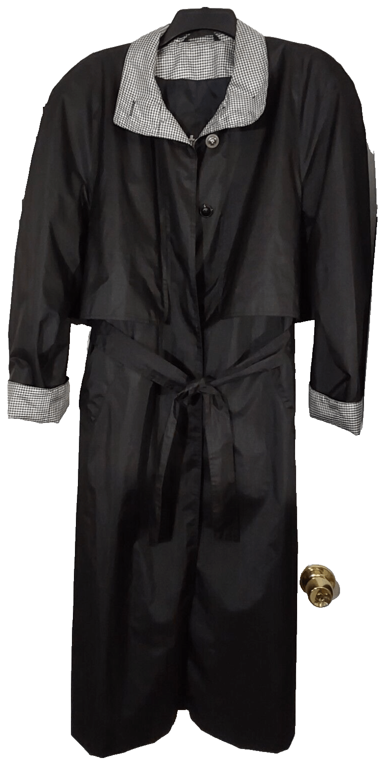 Totes Clothing, Shoes & Accessories:Women:Women's Clothing:Coats, Jackets & Vests Totes Womens Black Raincoat w/Black & White Trim Lined Polyester w/Rubber Back