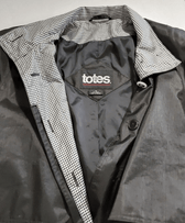 Totes Clothing, Shoes & Accessories:Women:Women's Clothing:Coats, Jackets & Vests Totes Womens Black Raincoat w/Black & White Trim Lined Polyester w/Rubber Back