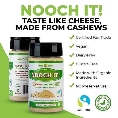 UPrise Foods Home & Garden:Food & Beverages:Cheese NOOCH IT! Fair Trade Dairy-Free Cashew Grated Cheeze | Vegan Parmesan ● Tasty Ch