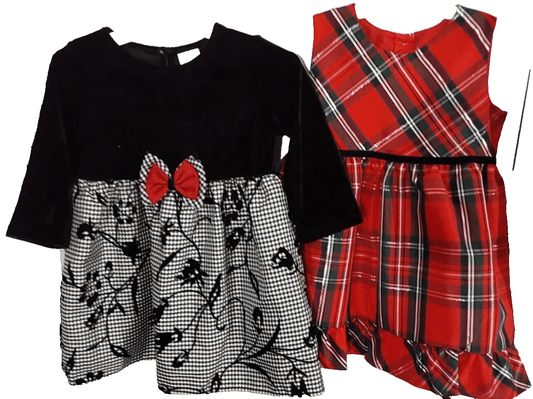 Wonder Nation Clothing, Shoes & Accessories:Baby:Baby & Toddler Clothing:Outfits & Sets Lot of  2  Wonder Nation Red Plaid & Black Velvet Top  2T/24M Dresses  ~  Used