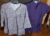 Younique; Create X5 Clothing, Shoes & Accessories:Women:Women's Clothing:Tops 2 X Womens Cotton Blend Tops Younique Floral & Create X5 Solid Purple ~ XL~ NEW