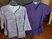 Younique; Create X5 Clothing, Shoes & Accessories:Women:Women's Clothing:Tops 2 X Womens Cotton Blend Tops Younique Floral & Create X5 Solid Purple ~ XL~ NEW