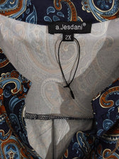 A. Jesdani Clothing, Shoes & Accessories:Women:Women's Clothing:Tops A. Jesdani Blue Brown Paisley Print 3/4  Sleeve Henley Style Knit Top Womens 2X