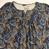 A. Jesdani Clothing, Shoes & Accessories:Women:Women's Clothing:Tops A. Jesdani Blue Brown Paisley Print Short Sleeve Henley Style Knit Top Womens 2X