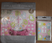 Amscan Home & Garden:Greeting Cards & Party Supply:Greeting Cards & Invitations Sweet Christening/Baptism Cross Table Decoration Kit, Invite & Thank You ~ Pink