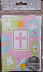 Amscan Home & Garden:Greeting Cards & Party Supply:Greeting Cards & Invitations Sweet Christening/Baptism Cross Table Decoration Kit, Invite & Thank You ~ Pink