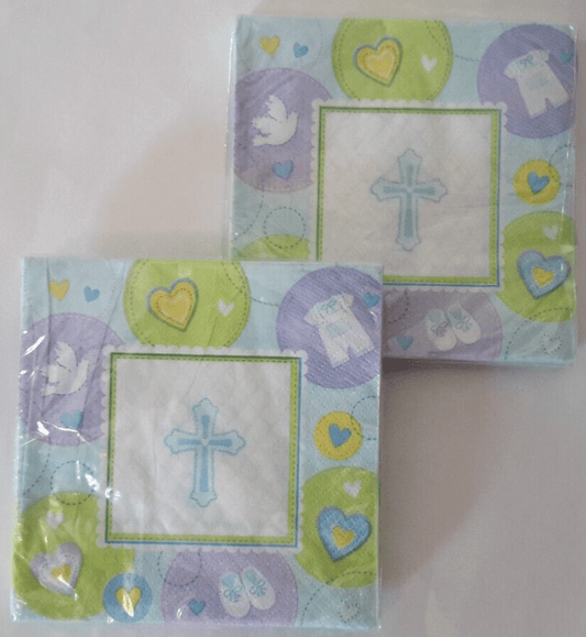 amscan,inc Home & Garden:Greeting Cards & Party Supply:Party Supplies:Party Tableware & Serveware Sweet Christening BLUE Communion Baptism Boy Baby Shower Party Napkins  Set of 2