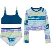 Art Class Clothing, Shoes & Accessories:Kids:Girls:Girls' Clothing (Sizes 4 & Up):Swimwear Art Class Girl's Size XS 3-Piece Bathing Suit Blue, Purple, Green Tye Dye ~ NWT