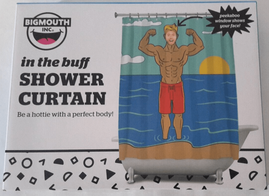 BigMouth, Inc. Home & Garden:Bath:Bathroom Accessories:Bath Mats, Rugs & Toilet Covers BigMouth Inc. MUSCLE BUFF MAN - Funny Gag "Fill in Face" Shower Curtain - New