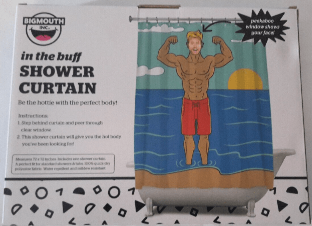 BigMouth, Inc. Home & Garden:Bath:Bathroom Accessories:Bath Mats, Rugs & Toilet Covers BigMouth Inc. MUSCLE BUFF MAN - Funny Gag "Fill in Face" Shower Curtain - New