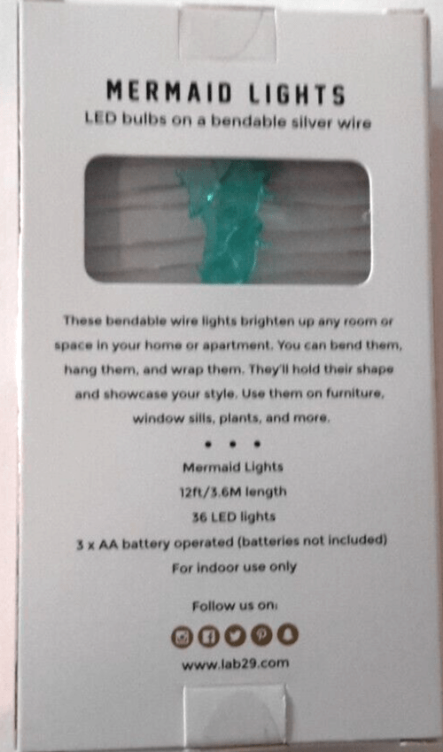 Brooklyn Lighting Company Home & Garden:Lamps, Lighting & Ceiling Fans:String Lights, Fairy Lights Lot of 3 Brooklyn Lighting Company Mermaid Lights LED Bulbs on Bendable Wire