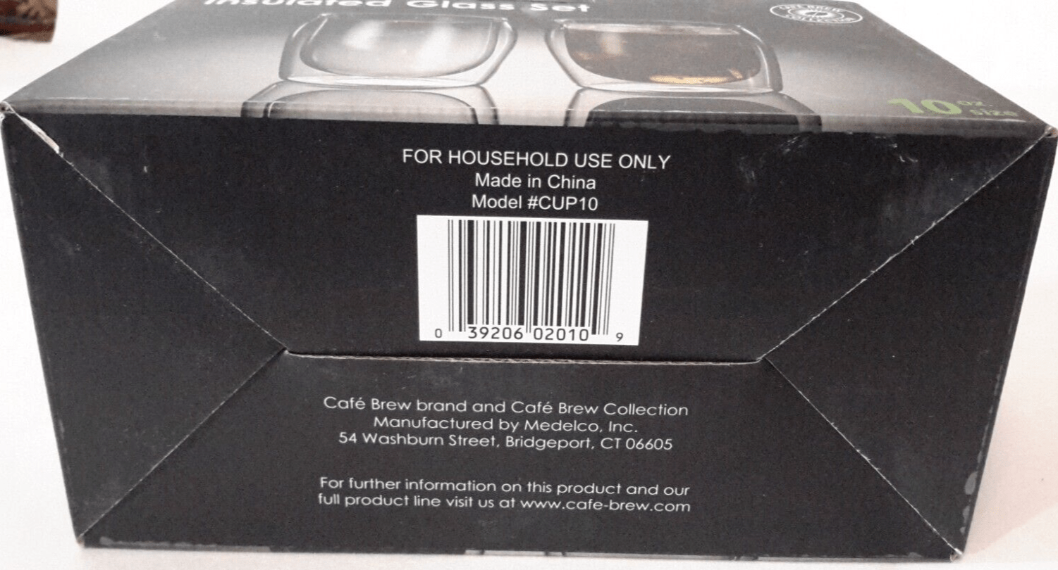 Cafe Brew Home & Garden:Kitchen, Dining & Bar:Glassware & Drinkware Medelco Cafe Brew Collection Double Wall Insulated Glass 2- Pc. Set 10 oz ~ New