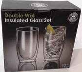 Cafe Brew Home & Garden:Kitchen, Dining & Bar:Glassware & Drinkware Medelco Cafe Brew Collection Double Wall Insulated Glass 2- Pc. Set  12 oz ~ New