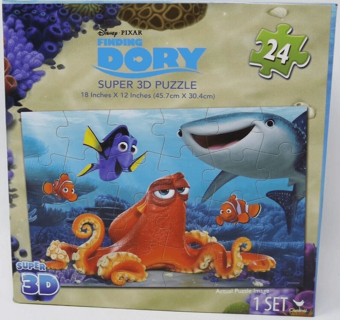 Cardinal Toys & Hobbies:Puzzles:Contemporary Puzzles:Jigsaw Disney Pixar FINDING DORY - Super 3D Puzzle - Cardinal - 24 Pieces - 18" X 12"