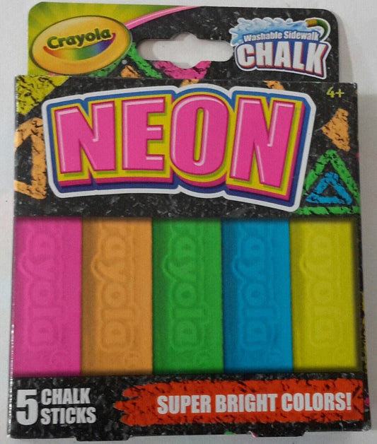 Crayola Crafts:Kids' Crafts:Drawing & Painting:Other Kids' Drawing & Painting Crayola Washable Neon Sidewalk Chalk, 5 Anti-Roll Chalk Sticks, Outdoor Toy