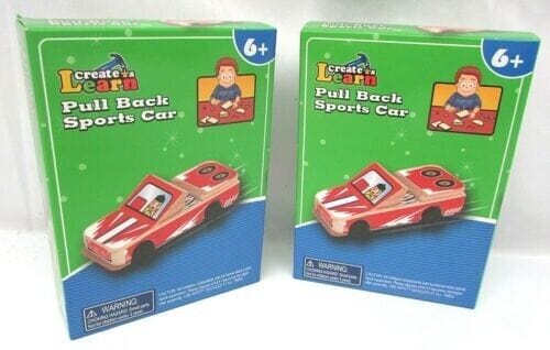 CREATE & LEARN Crafts:Kids' Crafts:Craft Kits Create & Learn Wood Pull Back SPORTS CAR Kit Kids Crafts ~ Age 6+ - New in Box