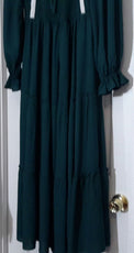 Fly Flower Clothing, Shoes & Accessories:Women:Women's Clothing:Dresses Fly Flower Green V-Neck Long Sleeve Maxi Dress Tiered Skirt  ~ Size Small ~ NWT