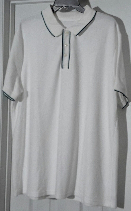 Goodfellow & Co. Clothing, Shoes & Accessories:Men:Men's Clothing:Shirts:Polos Goodfellow & Co. Men Textured Polo White Blue Aqua Trim ~ Short Sleeve ~ NWOT