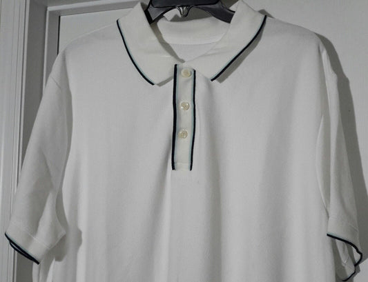 Goodfellow & Co. Clothing, Shoes & Accessories:Men:Men's Clothing:Shirts:Polos Goodfellow & Co. Men Textured Polo White Blue Aqua Trim ~ Short Sleeve ~ NWOT