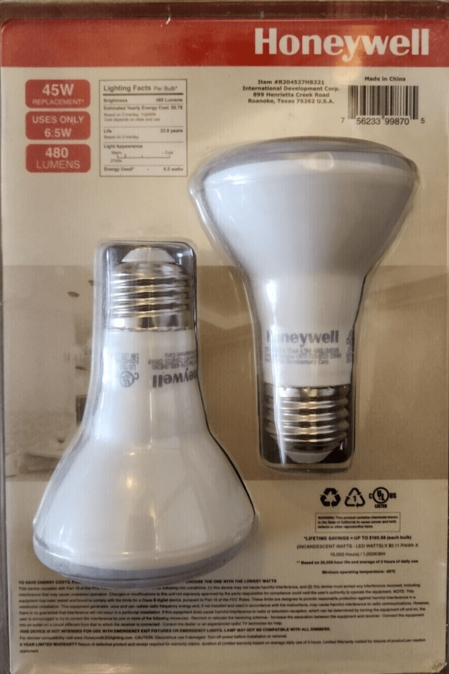 Honeywell Home & Garden:Lamps, Lighting & Ceiling Fans:Light Bulbs Honeywell LED Flood Light ~ 45W Dimmable/480 Lumens ~ Warm White  ~ 2-Pack