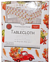 Huntington Home Home & Garden:Kitchen, Dining & Bar:Linens & Textiles:Tablecloths Huntington Vinyl Fall Red Truck Tablecloth Oblong, Pumpkin, Wheat ~ 60