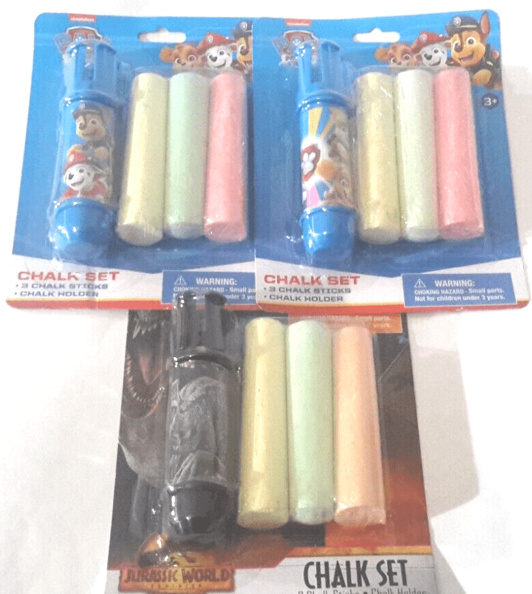 Innovative Designs, LLC Crafts:Kids' Crafts:Drawing & Painting:Other Kids' Drawing & Painting Lot of 3 Sidewalk Chalk Sets w/Chalk Holders ~ Jurassic ~ Paw Patrol ~ 4 pc/Set