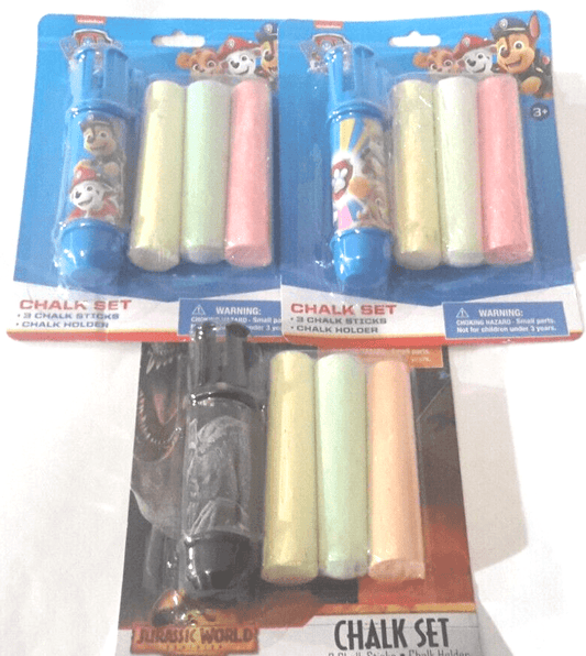 Innovative Designs, LLC Crafts:Kids' Crafts:Drawing & Painting:Other Kids' Drawing & Painting Lot of 3 Sidewalk Chalk Sets w/Chalk Holders ~ Jurassic ~ Paw Patrol ~ 4 pc/Set