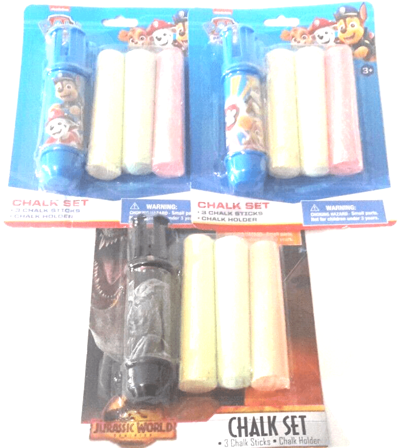 Innovative Designs, LLC Crafts:Kids' Crafts:Drawing & Painting:Other Kids' Drawing & Painting Lot of 3 Sidewalk Chalk Sets w/Chalk Holders ~ Jurassic ~ Paw Patrol ~ 4 pc/Set