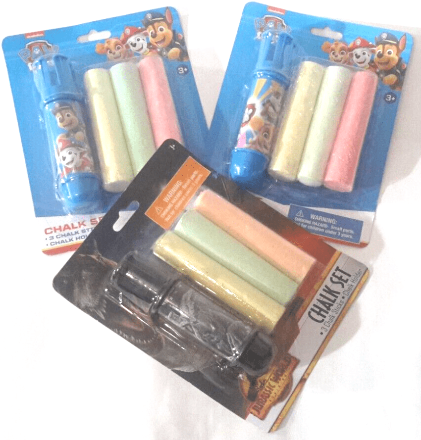 Innovative Designs, LLC Crafts:Kids' Crafts:Drawing & Painting:Other Kids' Drawing & Painting Lot of 3 Sidewalk Chalk Sets w/Chalk Holders ~ Jurassic ~ Paw Patrol ~ 4 pc/Set