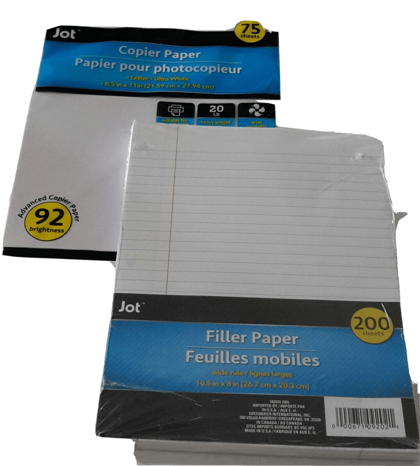 JOT Home & Garden:School Supplies:Other School Supplies Lot of JOT Filler Paper 200 Sheets Wide Rule + Copier Paper 75 Sheets - New