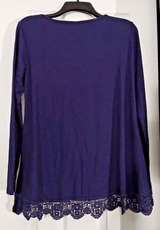 JWD Clothing, Shoes & Accessories:Women:Women's Clothing:Tops NWT JWD Tunic Top Long Sleeve Lace Trim O-Neck A Line Tunic Blouse Navy, Size L