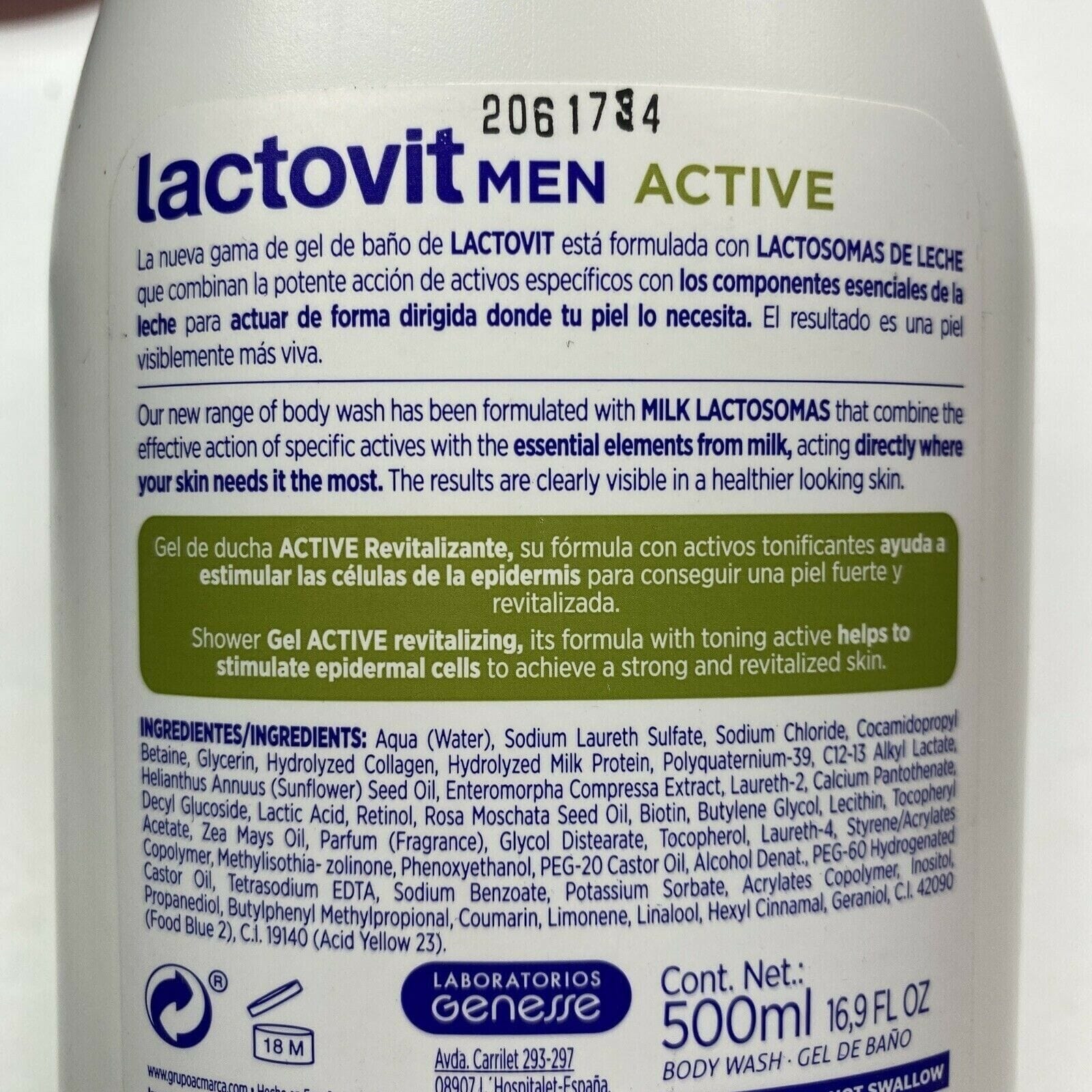 Lactovit Health & Beauty:Bath & Body:Body Washes & Shower Gels LACTOVIT MEN Active Revitalizing Lactosomas with Milk 3 in 1 Body Wash - 500 ml